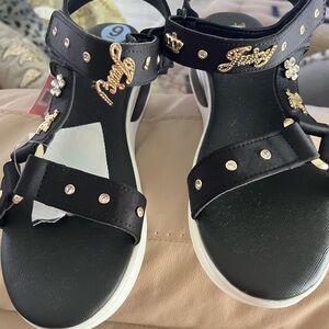 Juicy Couture Black and Gold Embellished Sandals